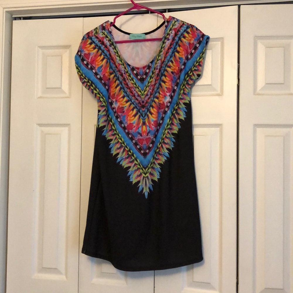 Black Feather pattern dress
